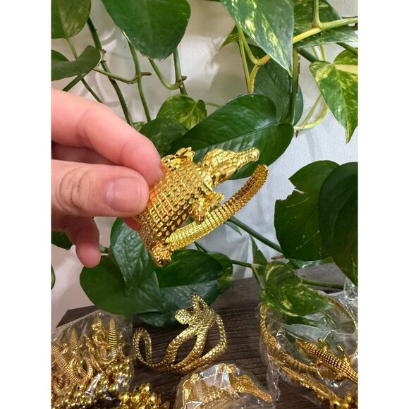 8 piece gold alligator, snake bracelets - Picture 6 of 8